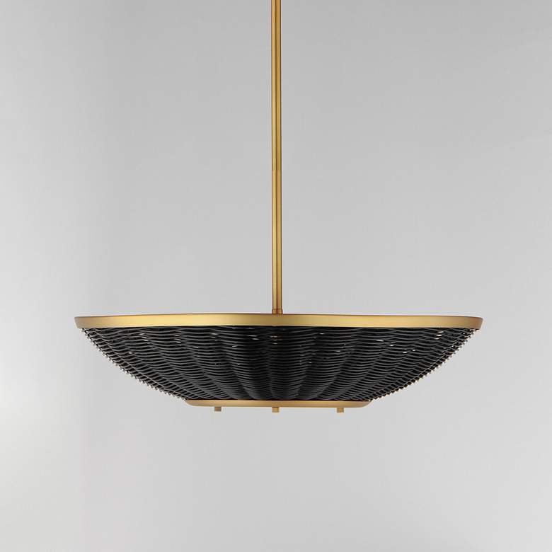 Image 2 Rattan 20" 3-Light Pendant - Natural Aged Brass more views