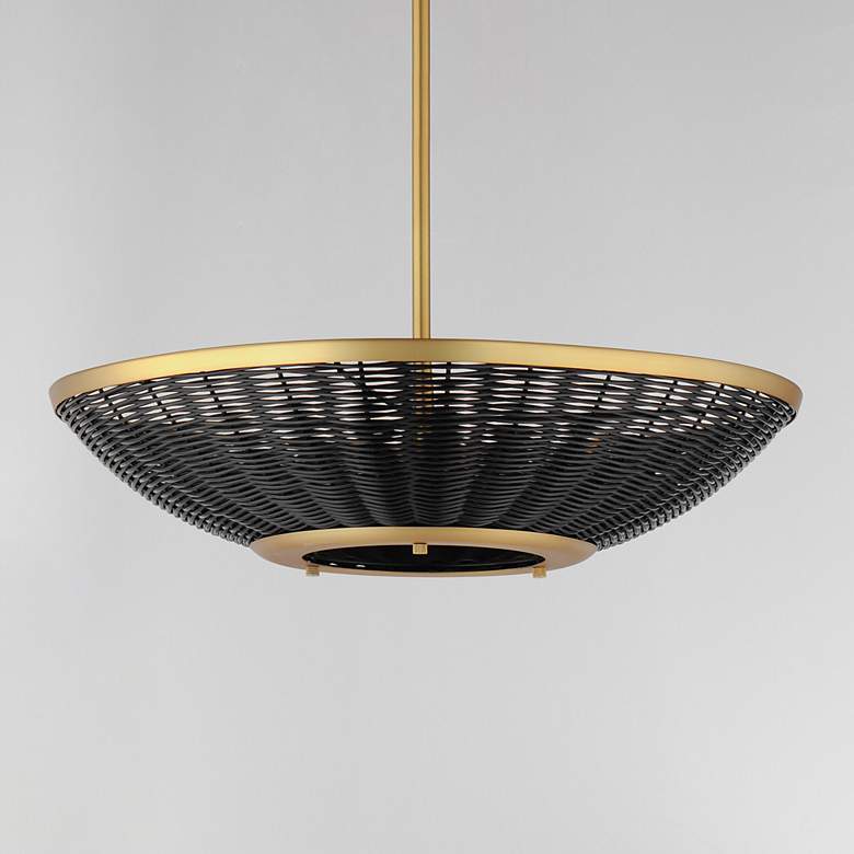 Image 3 Rattan 20" 3-Light Pendant - Natural Aged Brass more views