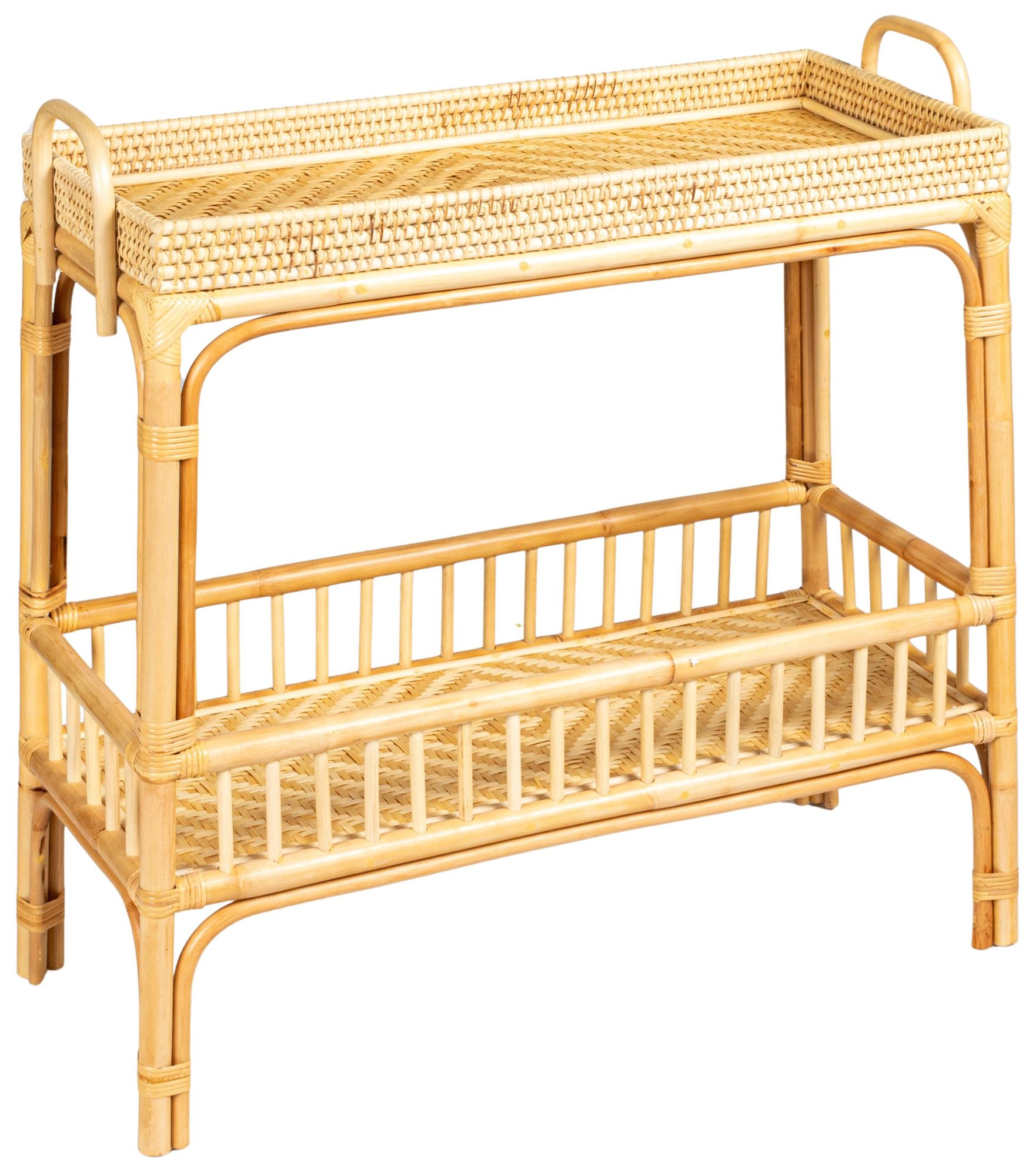 Image 2 Rattan and Bamboo Console Table with Shelf, Natural