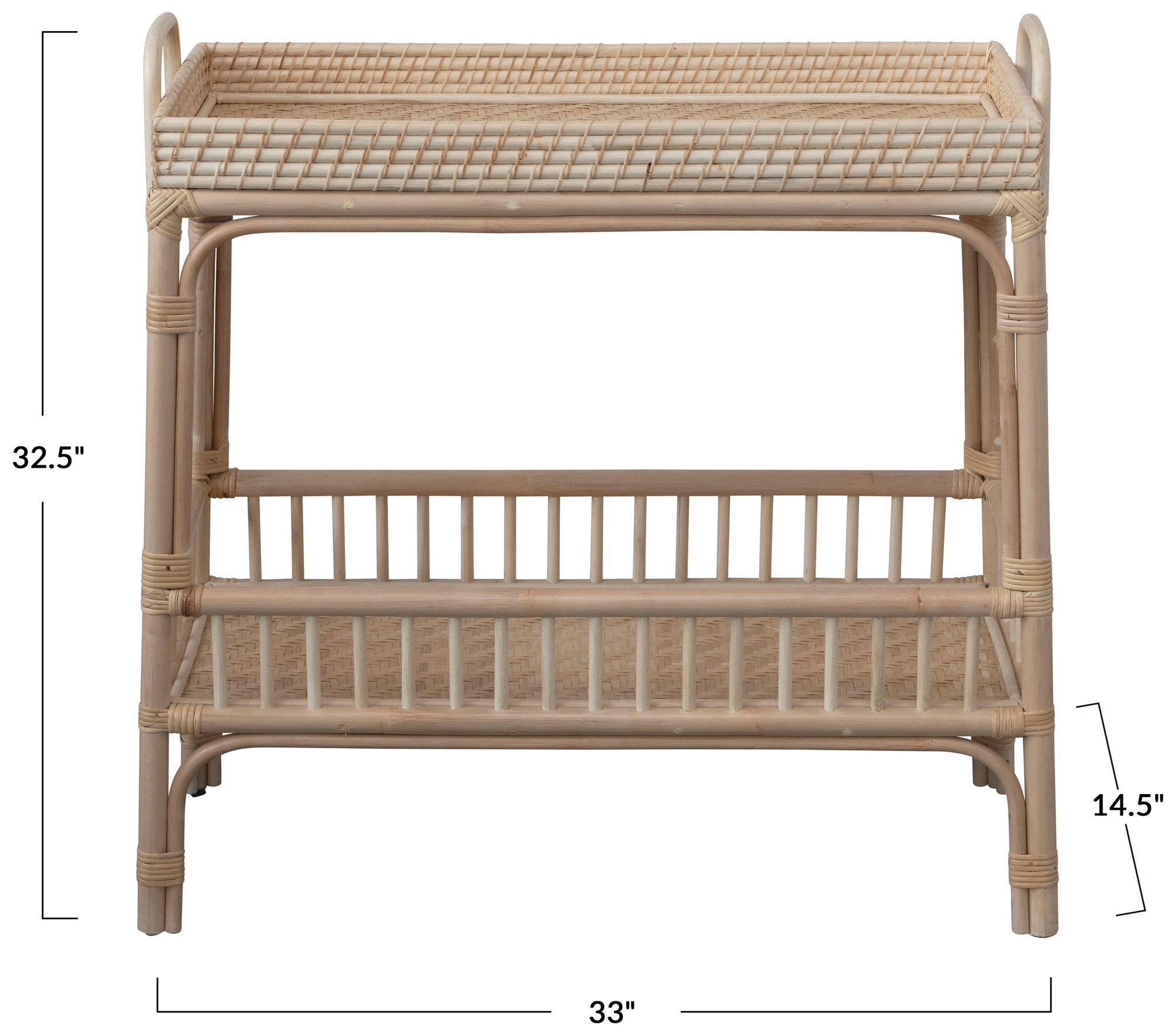 Image 3 Rattan and Bamboo Console Table with Shelf, Natural more views