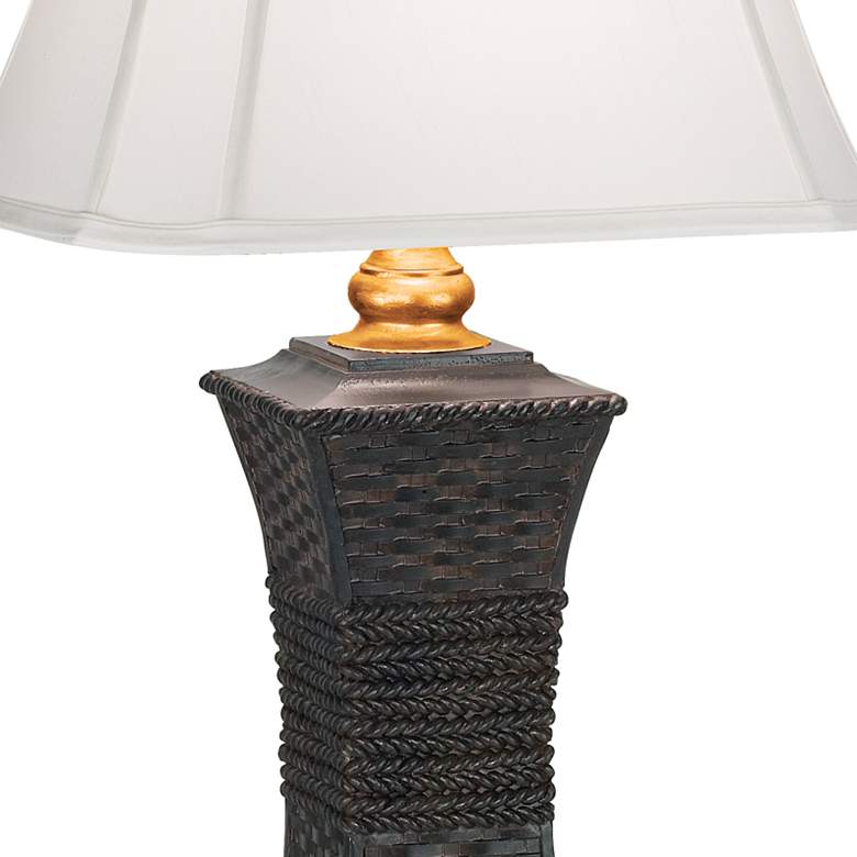 Rattan and Rope Table Lamp with Workstation Outlet Socket more views