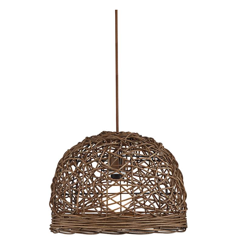Image 1 Rattan Basket 15" Wide Coastal 1-Light Small Pendant Light