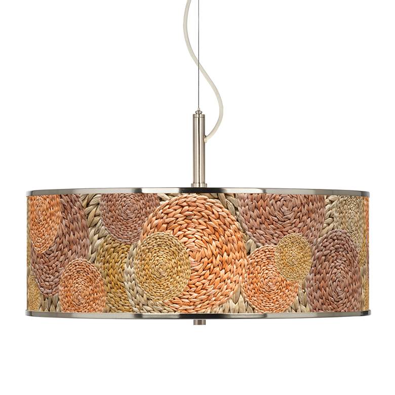 Image 1 Rattan Circles Giclee Glow 20 inch Wide Pendant Light