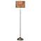 Rattan Circles Print Brushed Nickel Pull Chain Floor Lamp