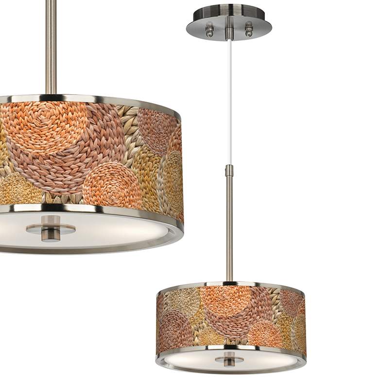 Image 1 Rattan Circles Print Giclee Glow 10 1/4" Wide Pendant Light