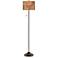 Rattan Circles Print Giclee Glow Bronze Club Floor Lamp