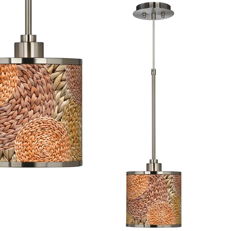 Image 1 Rattan Circles Print Giclee Glow Mini Pendant Light