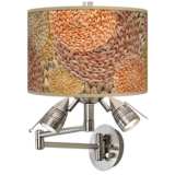 Rattan Circles Print Giclee Plug-In Swing Arm Wall Lamp