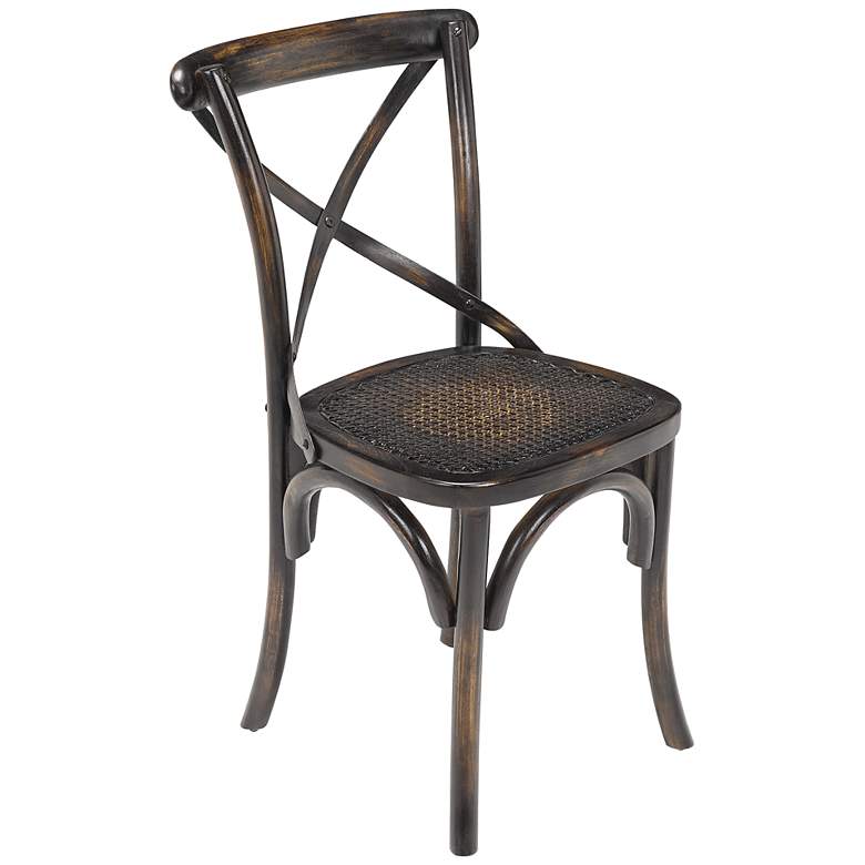 Image 1 Rattan Collection Dark Stained Wood X-Back Chair