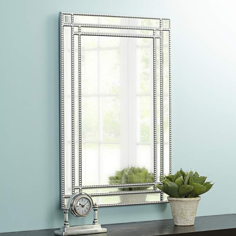 Image 1 Ravalli Silver 23" x 34 1/4" Beaded Wall Mirror