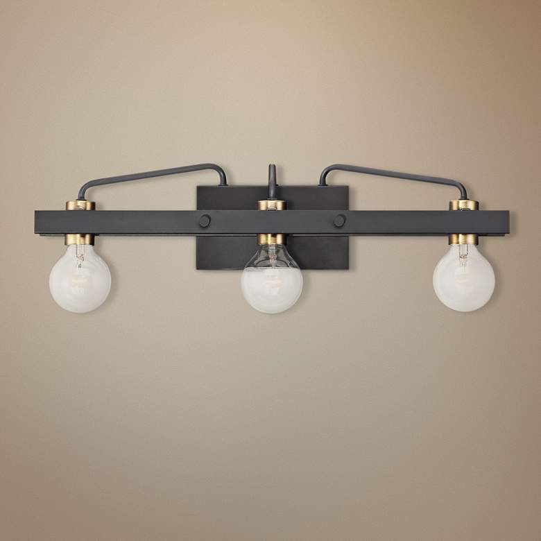 Image 1 Ravella 24" Wide Black 3-Light Vanity Bath Light