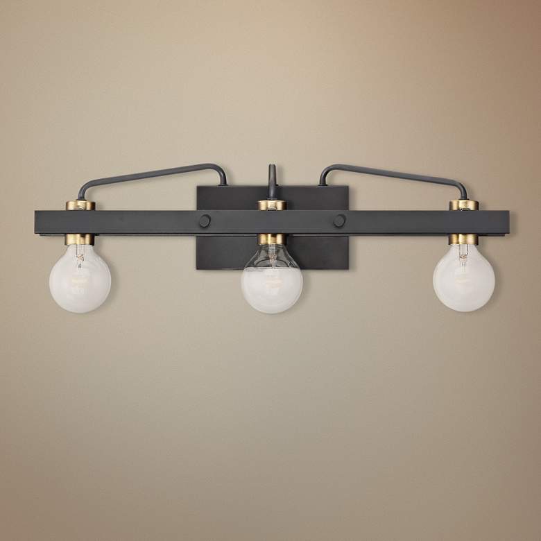 Image 1 Ravella 24 inch Wide Black 3-Light Vanity Bath Light