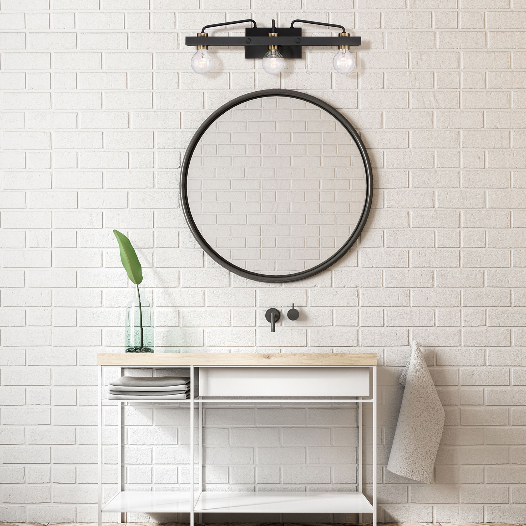 Ravella 24" Wide Black 3-Light Vanity Bath Light