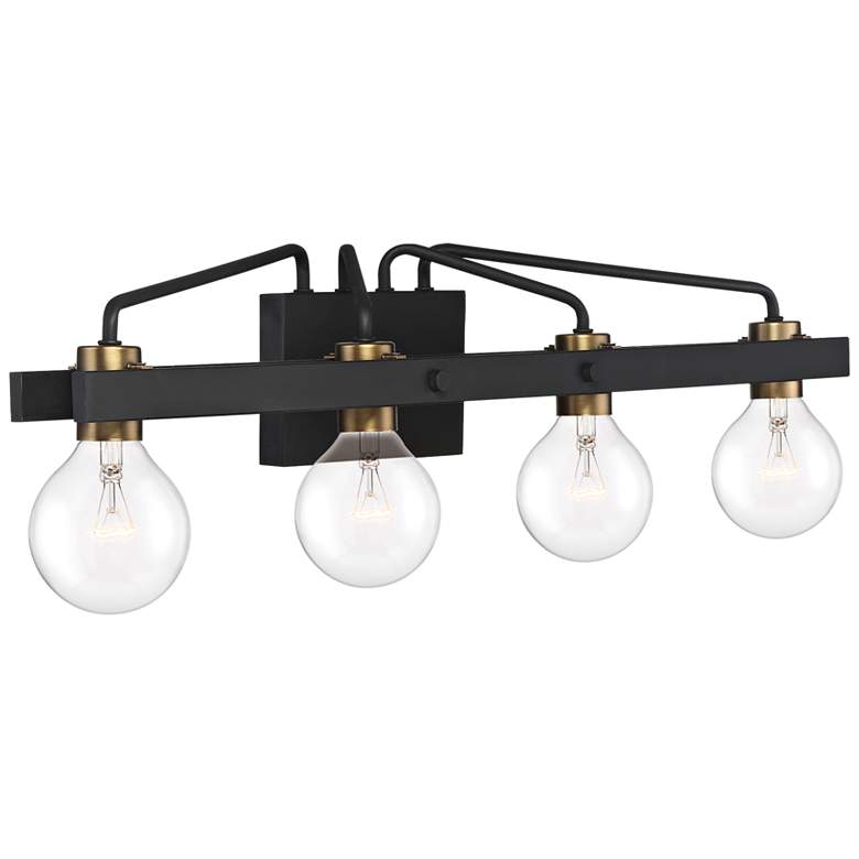 Image 2 Ravella 33 1/4 inch Wide Black and Brass 4-Light Modern Vanity Bath Light more views