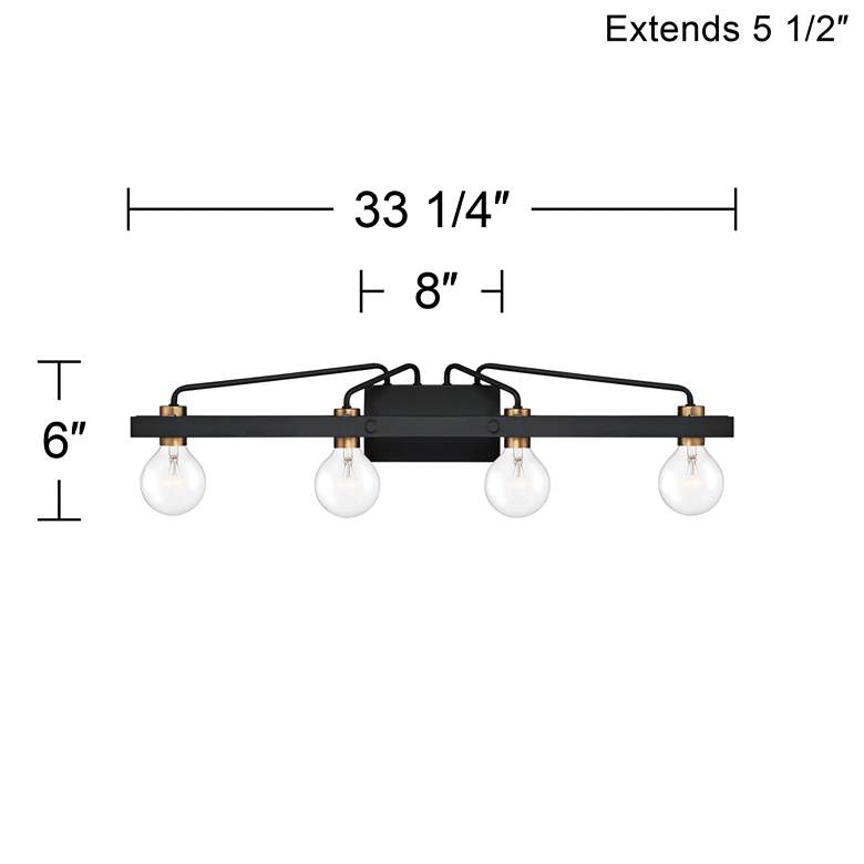 Image 3 Ravella 33 1/4" Wide Black and Brass 4-Light Modern Vanity Bath Light more views