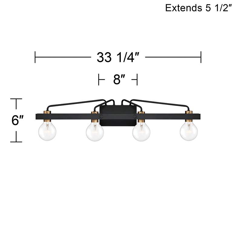 Image 3 Ravella 33 1/4 inch Wide Black and Brass 4-Light Modern Vanity Bath Light more views