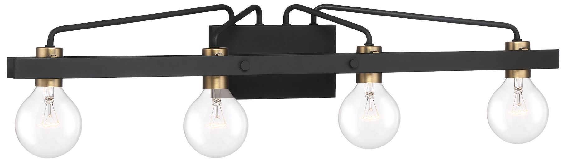 Image 4 Ravella 33 1/4" Wide Black and Brass 4-Light Modern Vanity Bath Light more views