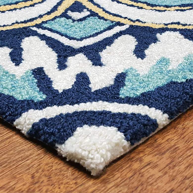Image 3 Ravella Floral Tile 2253/33 5&#39;x7&#39;6 inch Navy Indoor-Outdoor Rug more views