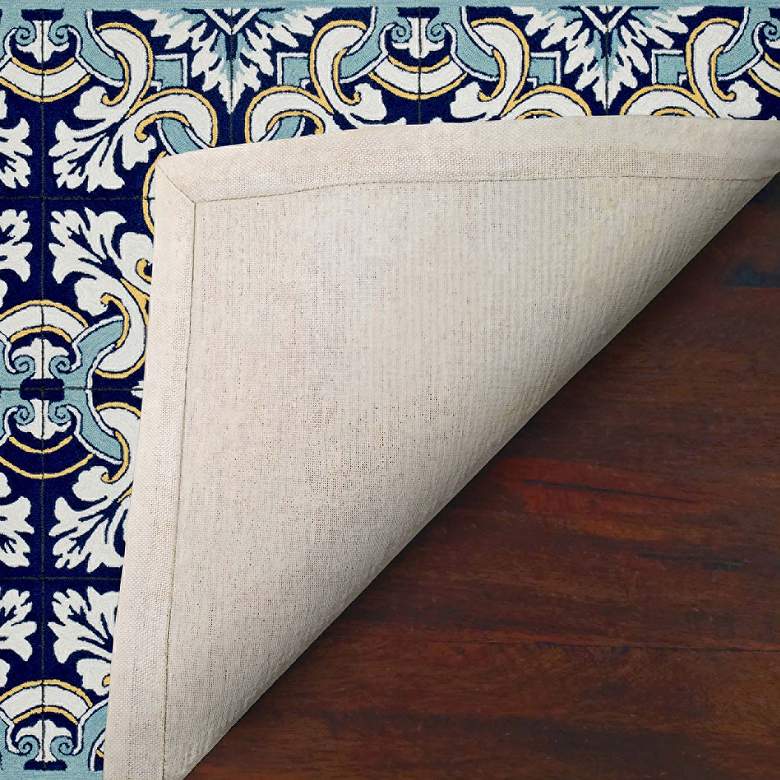 Image 4 Ravella Floral Tile 2253/33 5'x7'6" Navy Indoor-Outdoor Rug more views