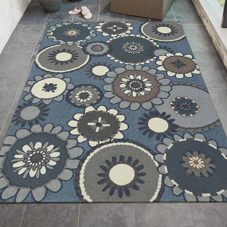 Image 1 Ravella Florentine 228403 5&#39;x7&#39;6 inch Denim Indoor/Outdoor Rug