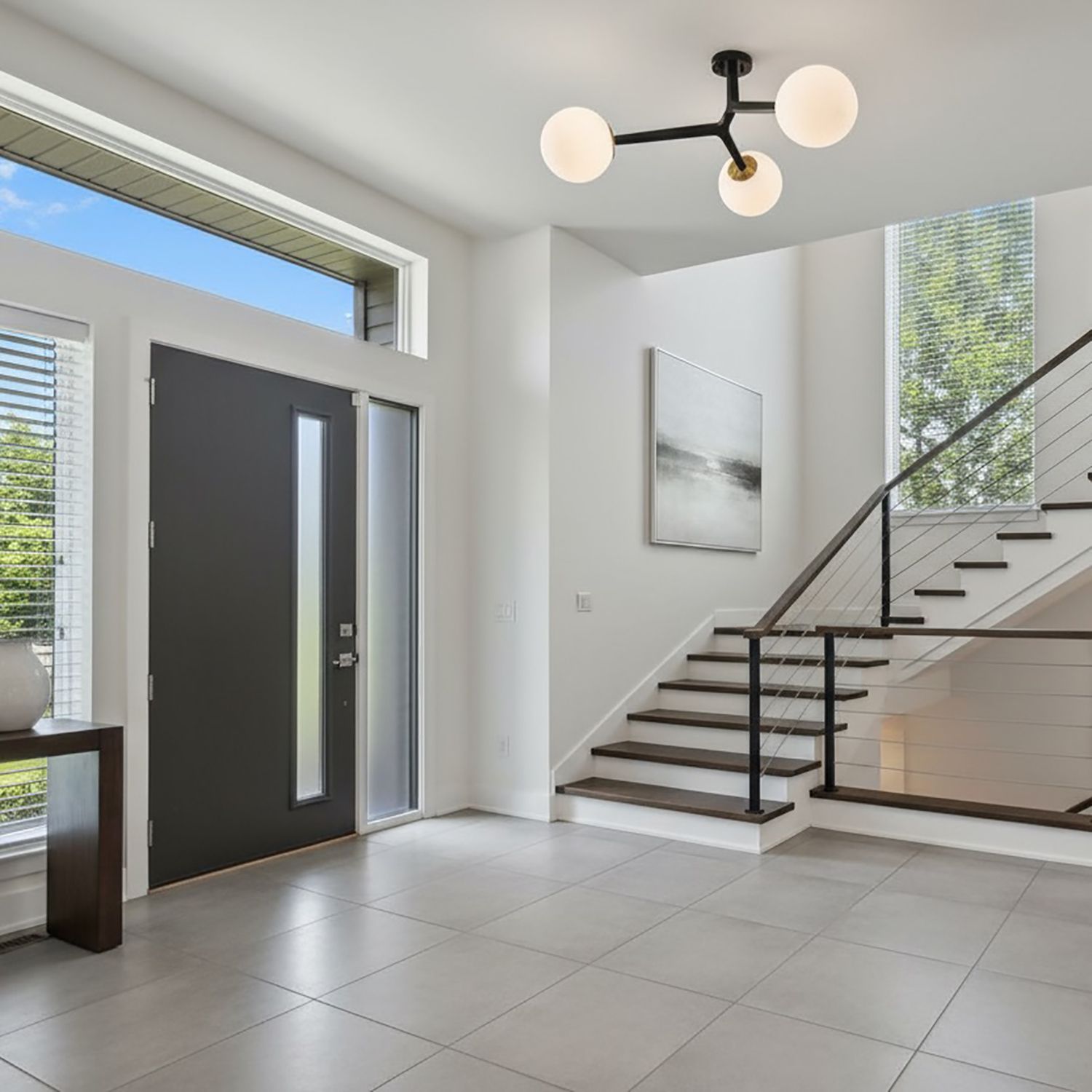 Image 2 Ravello 38" Wide 3-Light Black Semi-Flush Mount With White Glass Shade more views