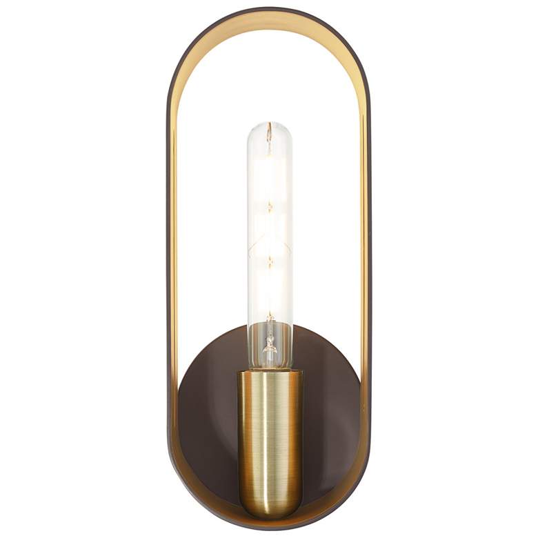 Image 1 Raven 1 Light Bronze with Antique Brass Accents ADA Single Sconce