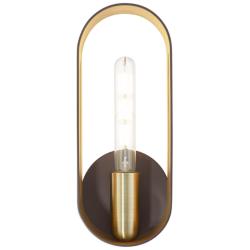 Raven 1 Light Bronze with Antique Brass Accents ADA Single Sconce