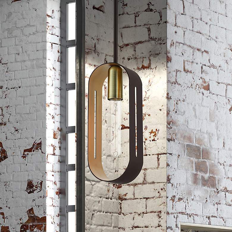 Image 1 Raven 1 Light Bronze with Antique Brass Accents Pendant