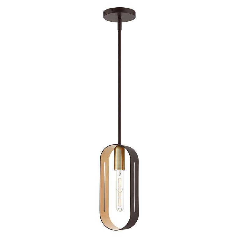 Image 3 Raven 1 Light Bronze with Antique Brass Accents Pendant more views