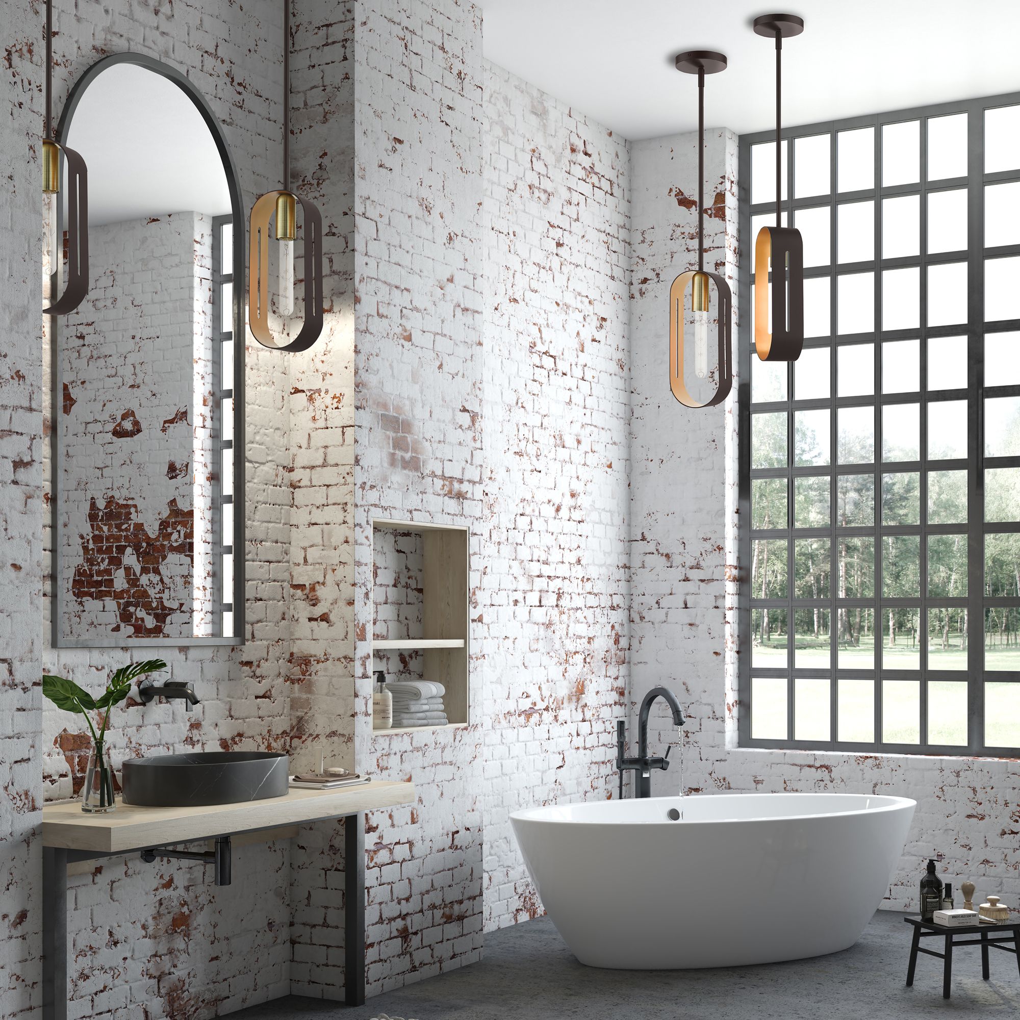 Raven 1 Light Bronze with Antique Brass Accents Pendant