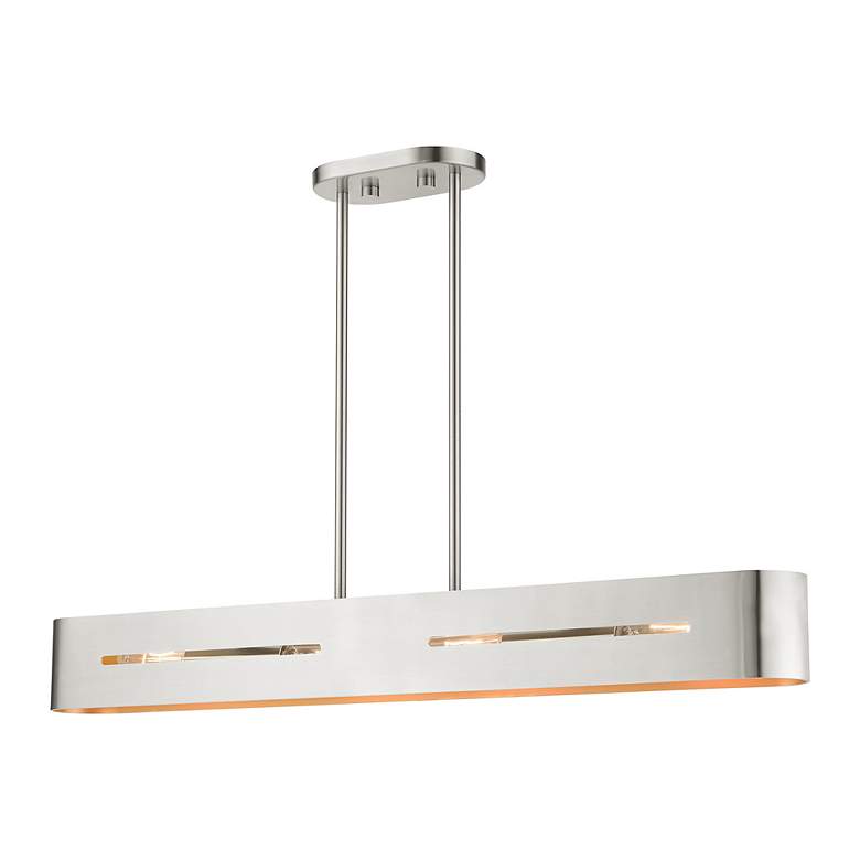 Image 4 Raven 4 Light Brushed Nickel Linear Chandelier more views