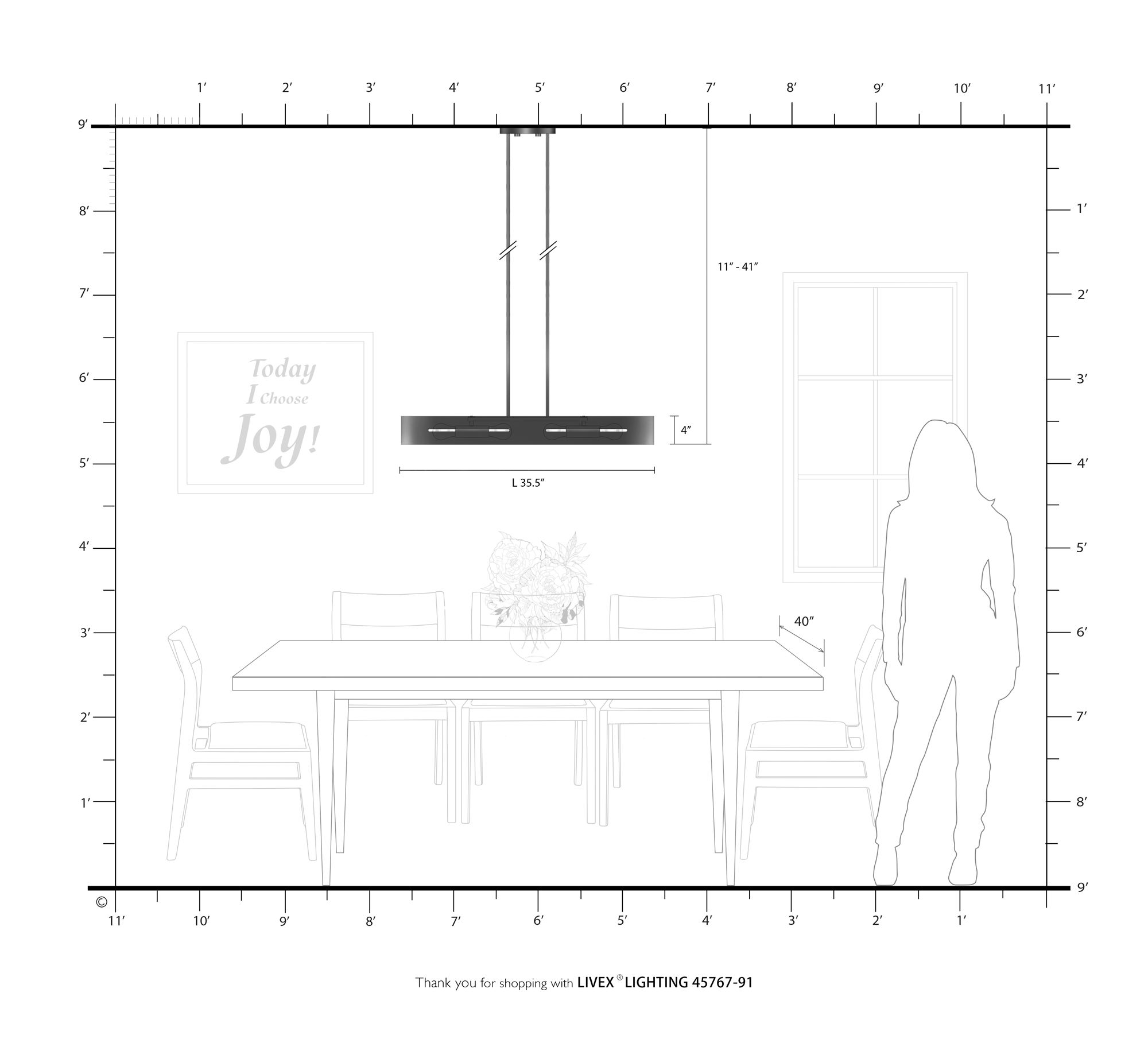 Raven 4 Light Brushed Nickel Linear Chandelier