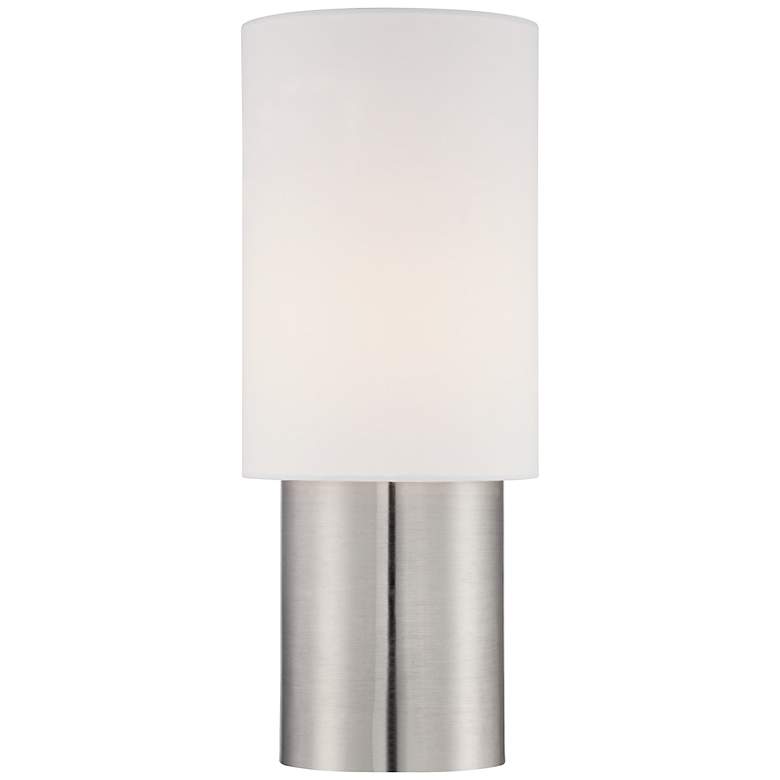 Image 1 Raven Brushed Steel Cylinder Accent Table Lamp