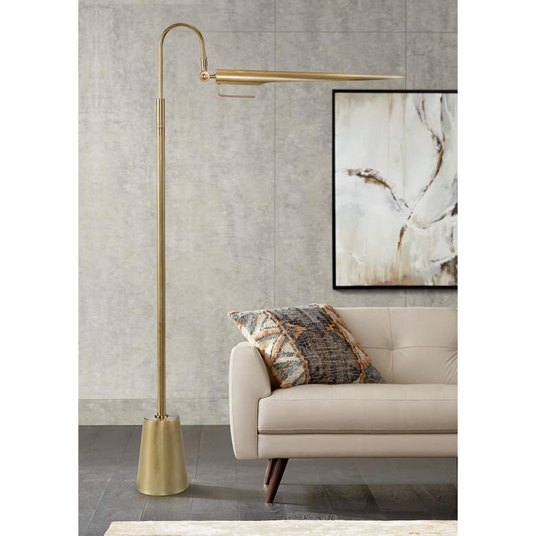 Raven Natural Brass Adjustable Floor Lamp