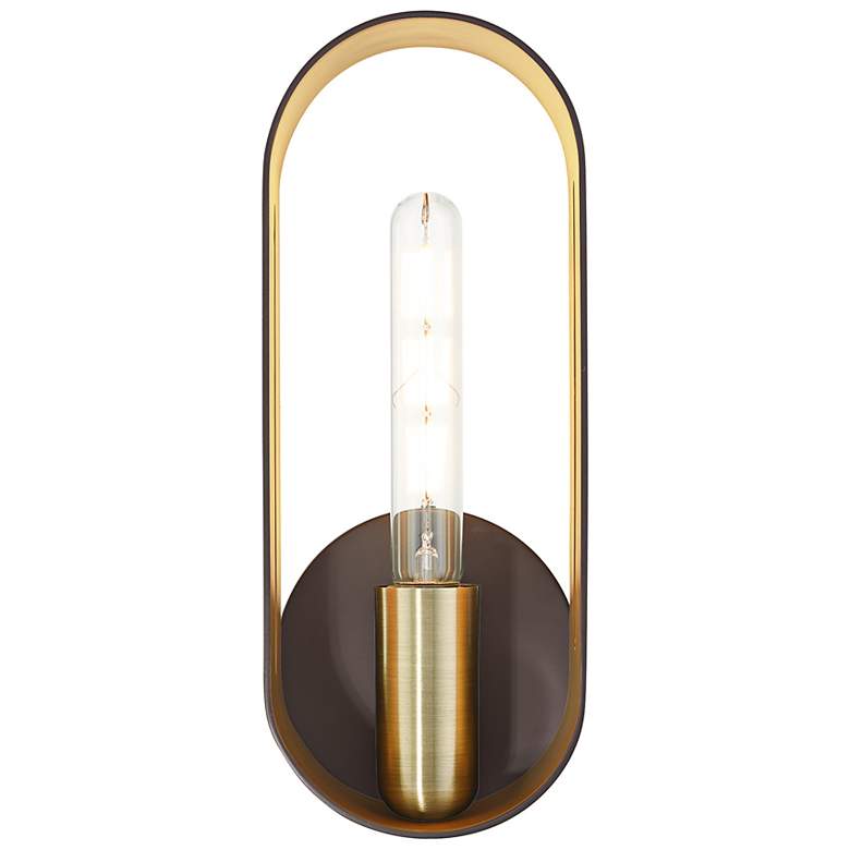 Image 1 Ravena 13" High Bronze with Brass Wall Sconce