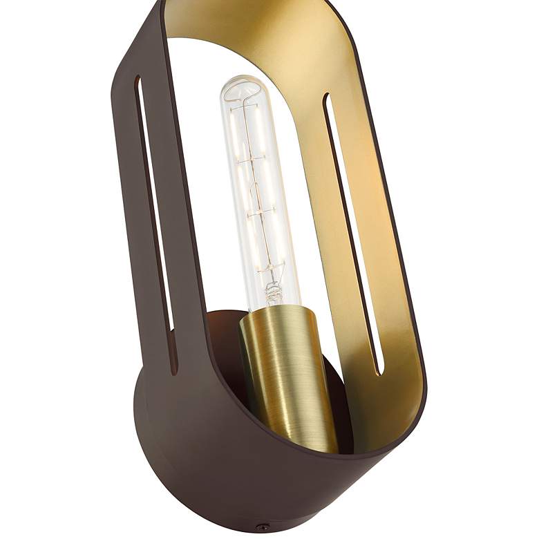 Image 7 Ravena 13" High Bronze with Brass Wall Sconce more views