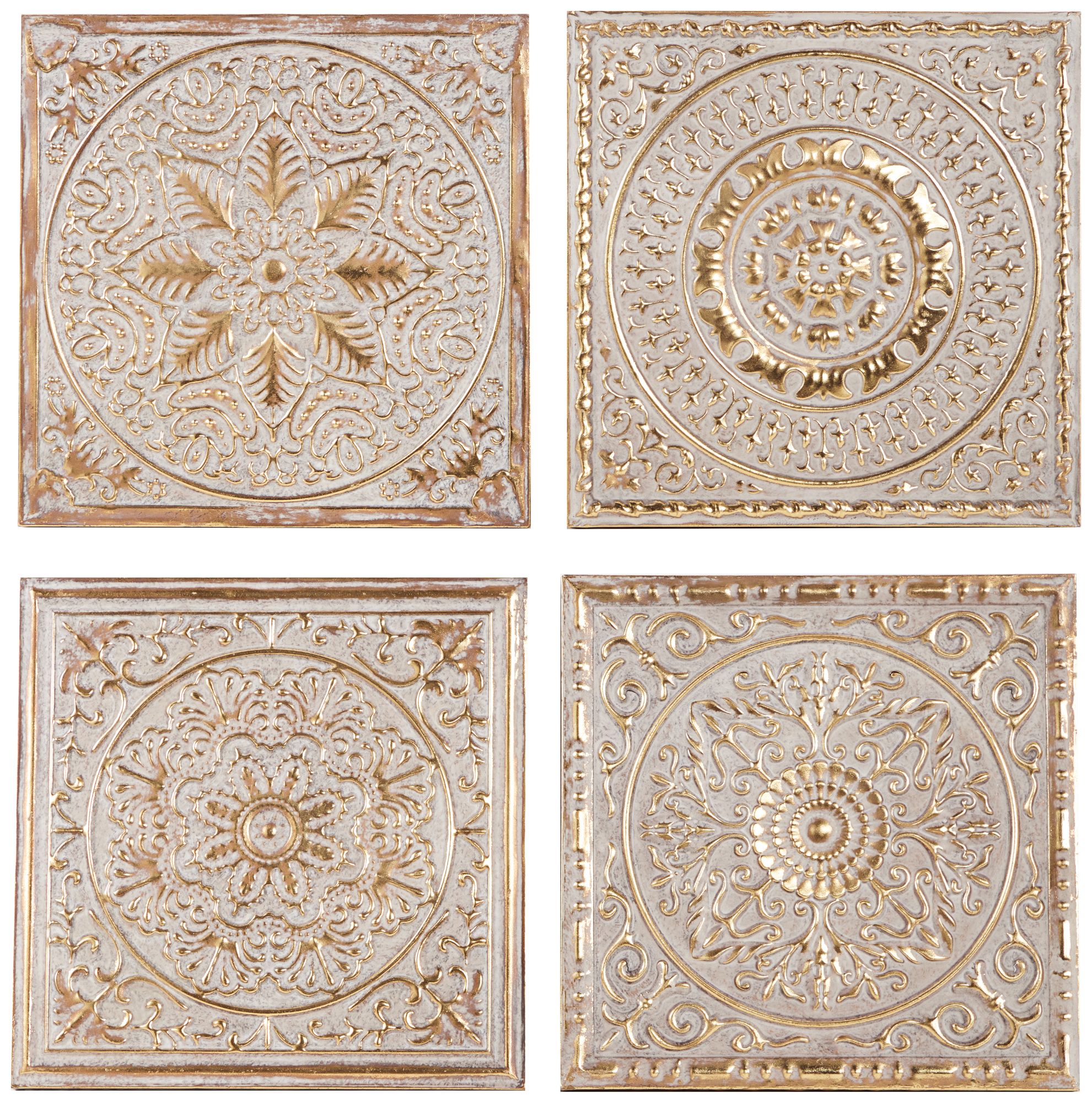 Ravenna 16 1/2" Square Gold Metal Wall Art Set of 4 67T38 Lamps Plus