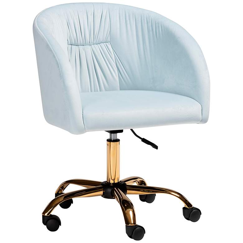 Image 2 Ravenna Aqua Velvet Fabric Adjustable Swivel Office Chair