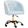 Ravenna Aqua Velvet Fabric Adjustable Swivel Office Chair