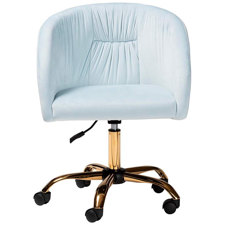 Image 7 Ravenna Aqua Velvet Fabric Adjustable Swivel Office Chair more views
