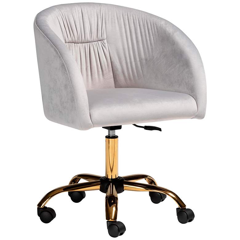 Image 2 Ravenna Gray Velvet Fabric Adjustable Swivel Office Chair