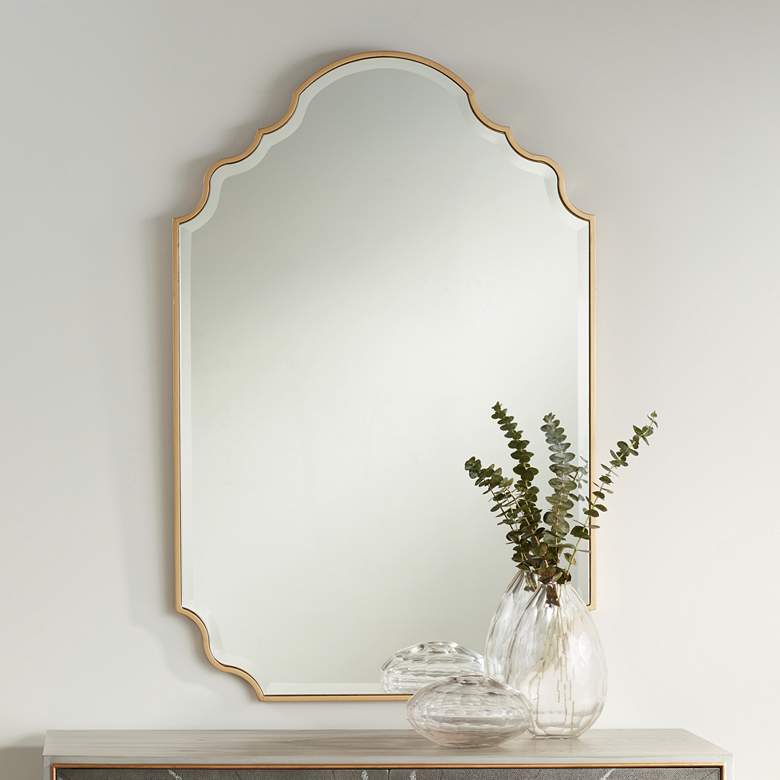 Image 1 Ravenna Matte Gold 26 inch x 40 inch Arch Top Wall Mirror