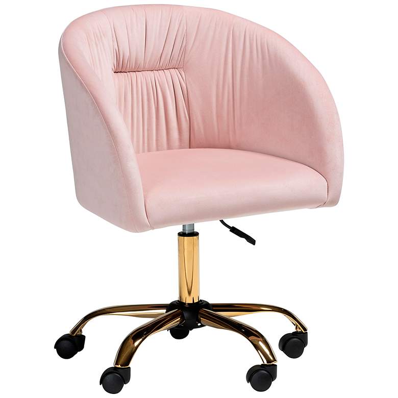 Image 2 Ravenna Pink Velvet Fabric Adjustable Swivel Office Chair