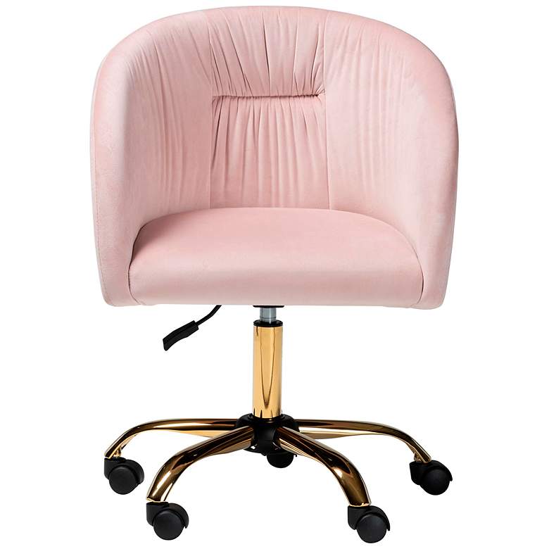 Image 7 Ravenna Pink Velvet Fabric Adjustable Swivel Office Chair more views