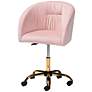 Ravenna Pink Velvet Fabric Adjustable Swivel Office Chair