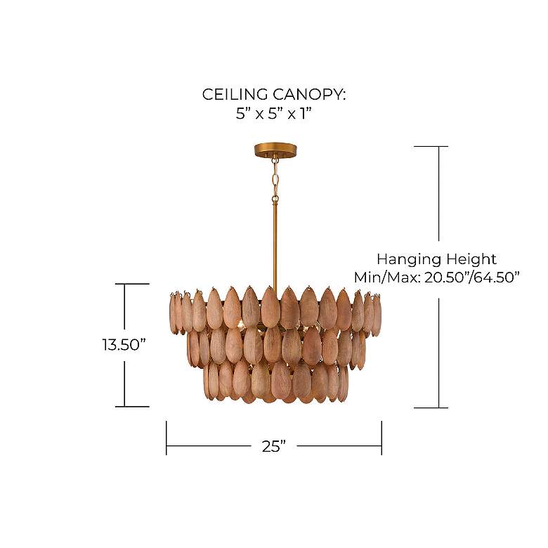 Image 6 Ravi 25" Wide Patinaed Brass and Wood 3-Tier Pendant Light more views