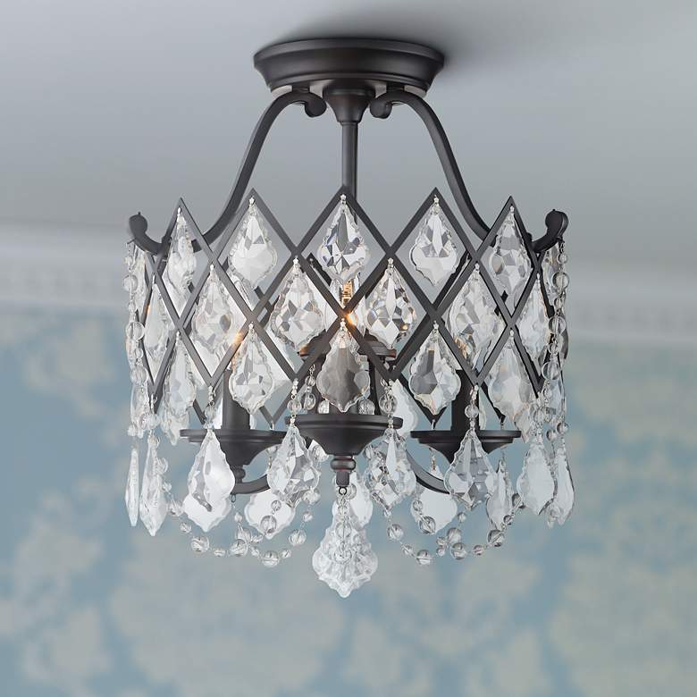 Image 1 Ravina 15" Wide Vintage Bronze 3-Light Ceiling Light
