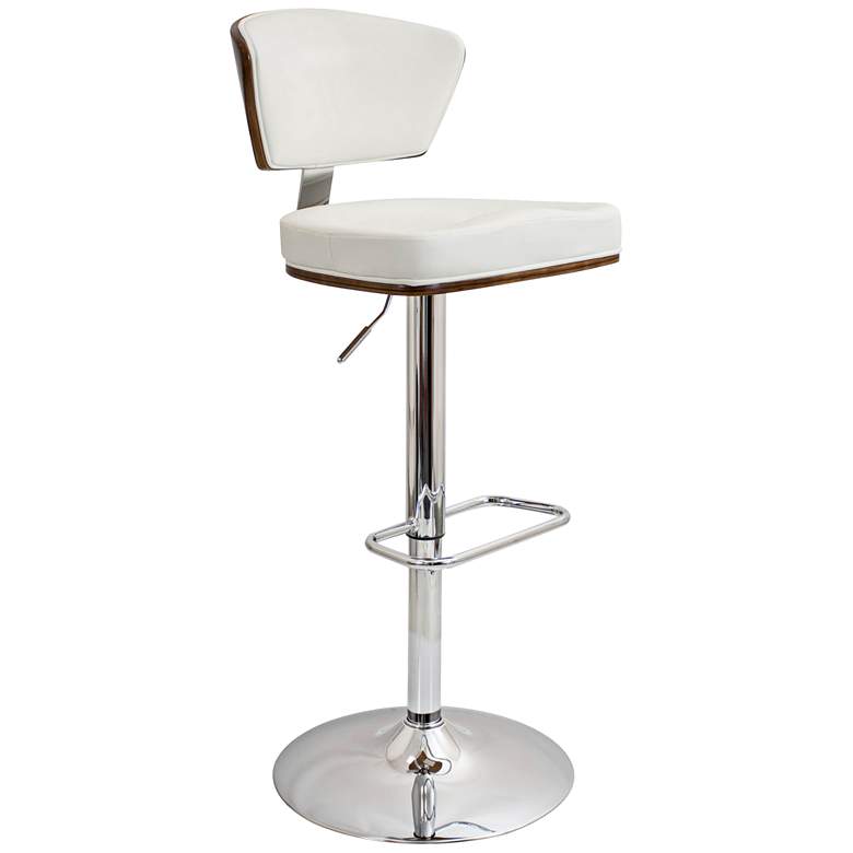 Image 1 Ravinia White Faux Leather Swivel Seat Adjustable Barstool