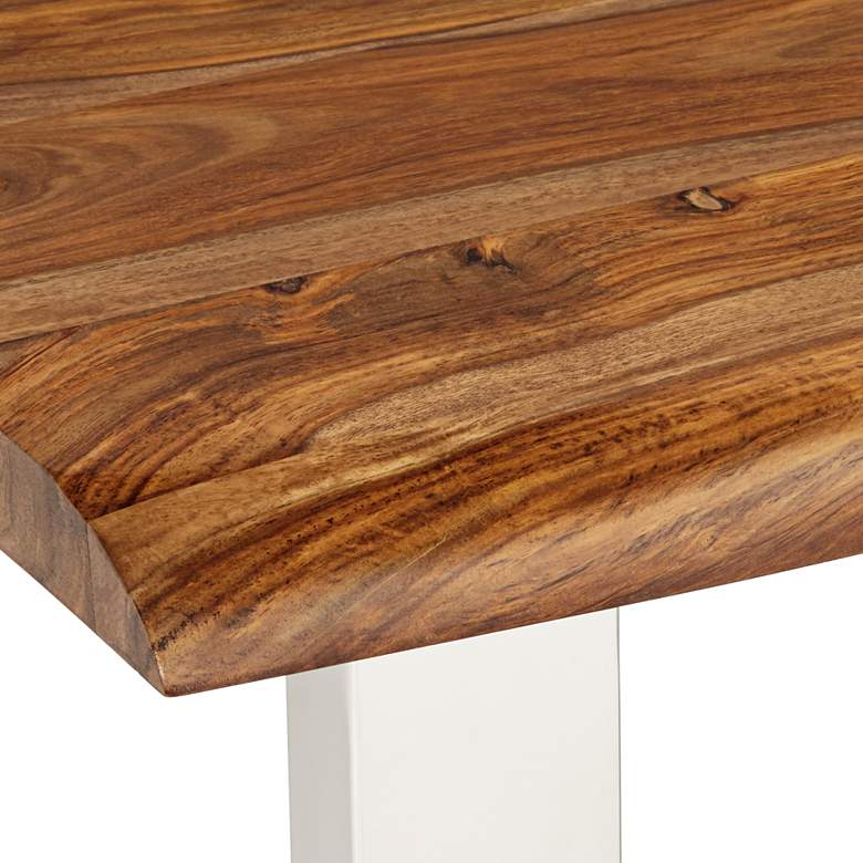 Image 3 Raw Edge Brownstone 28" Wide Chrome and Wood End Table more views