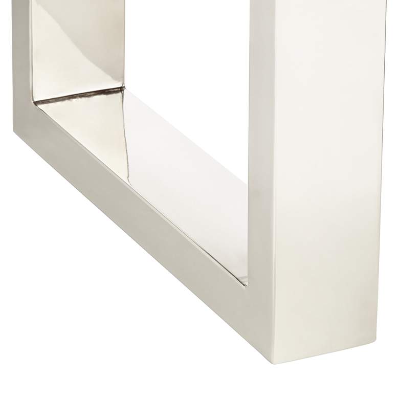 Image 4 Raw Edge Brownstone 28" Wide Chrome and Wood End Table more views